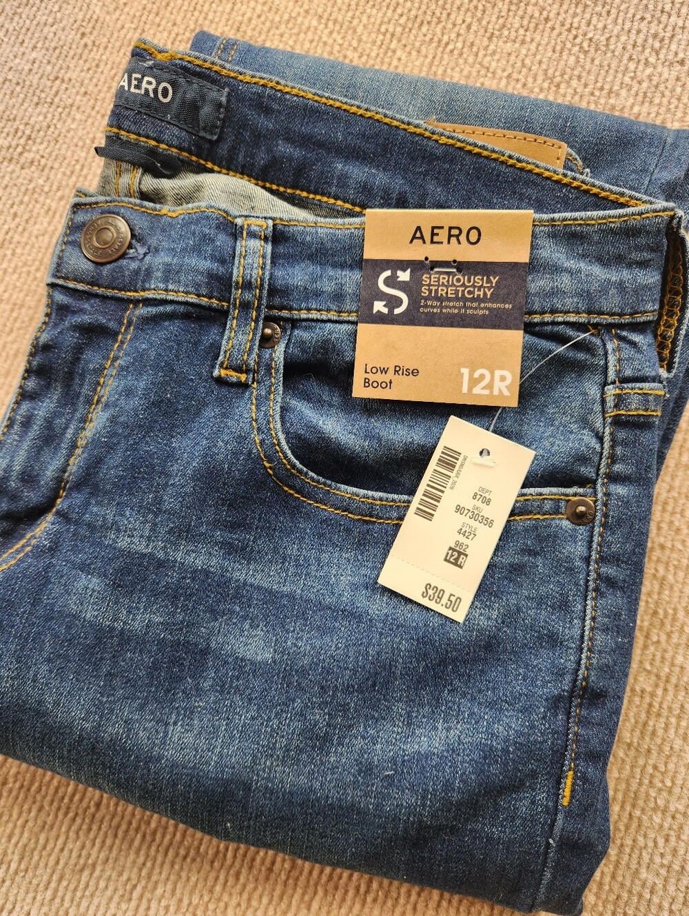 AERO Women’s 12 R Seriously Stretchy Blue Medium Wash Low Rise Bootcut Jeans